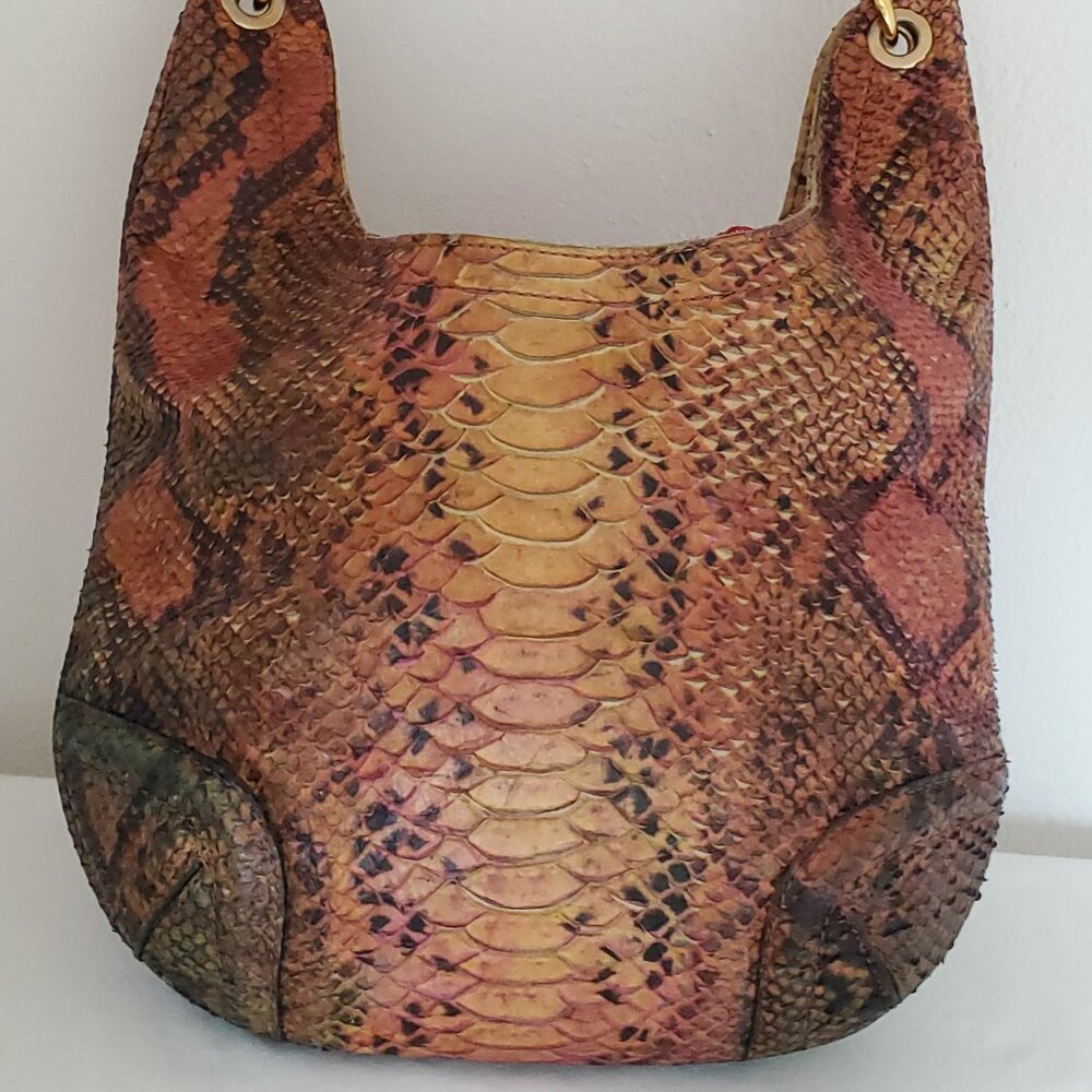 Red green orange Brown tan black rainbow leather hobo cowgirl snakeskin purse
